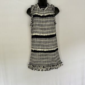 Endless Rose Whitney Tweed Chanel Style Dress Black And White Stripe Women’s S